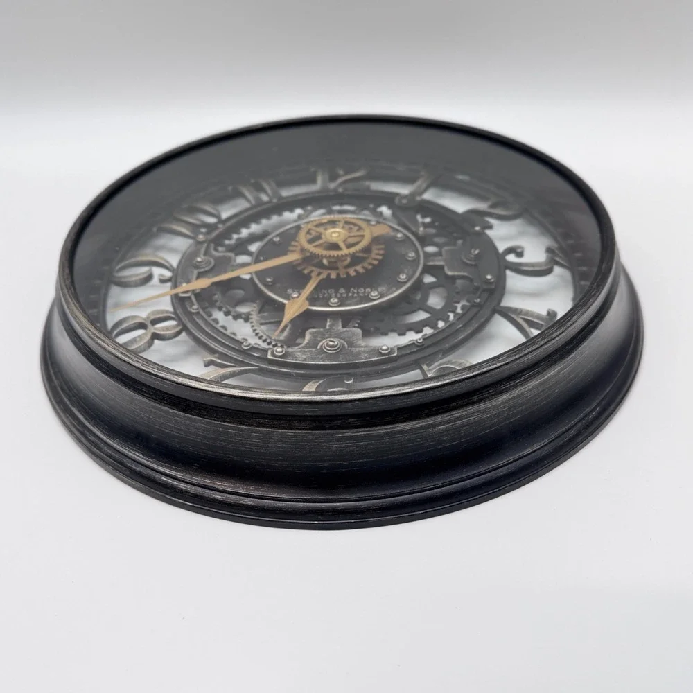 Sterling & Noble Wall Clock 11in Black Silver 